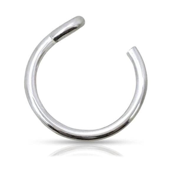 Fake Clip On Nose Ring 20g - 925 Sterling Silver Tiny Faux Piercing Hoop - Picture 2 of 7